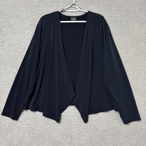 Stretch Open Front Cardigan 3X Navy Lightweight Casual Layering Plus Size